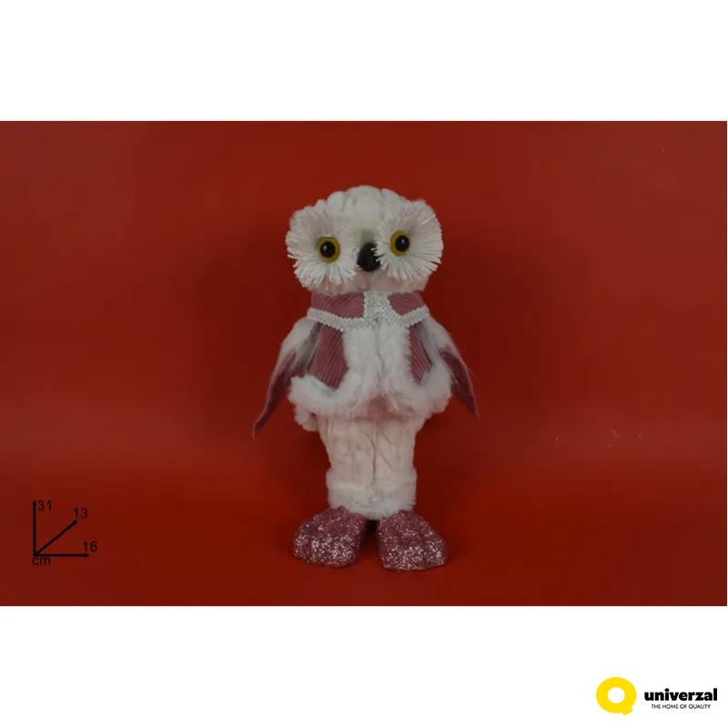 NOVOGODIŠNJA FIGURA SOVA 31CM ROZA MI007492C 