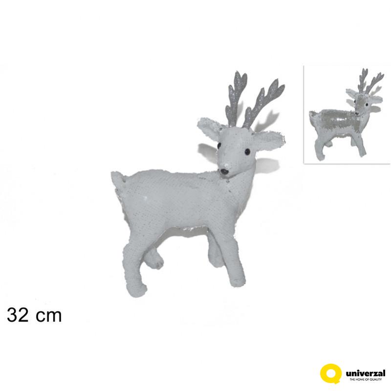 NOVOGODIŠNJA FIGURA JELEN 32CM BELO-SREBRNI RO009341A 