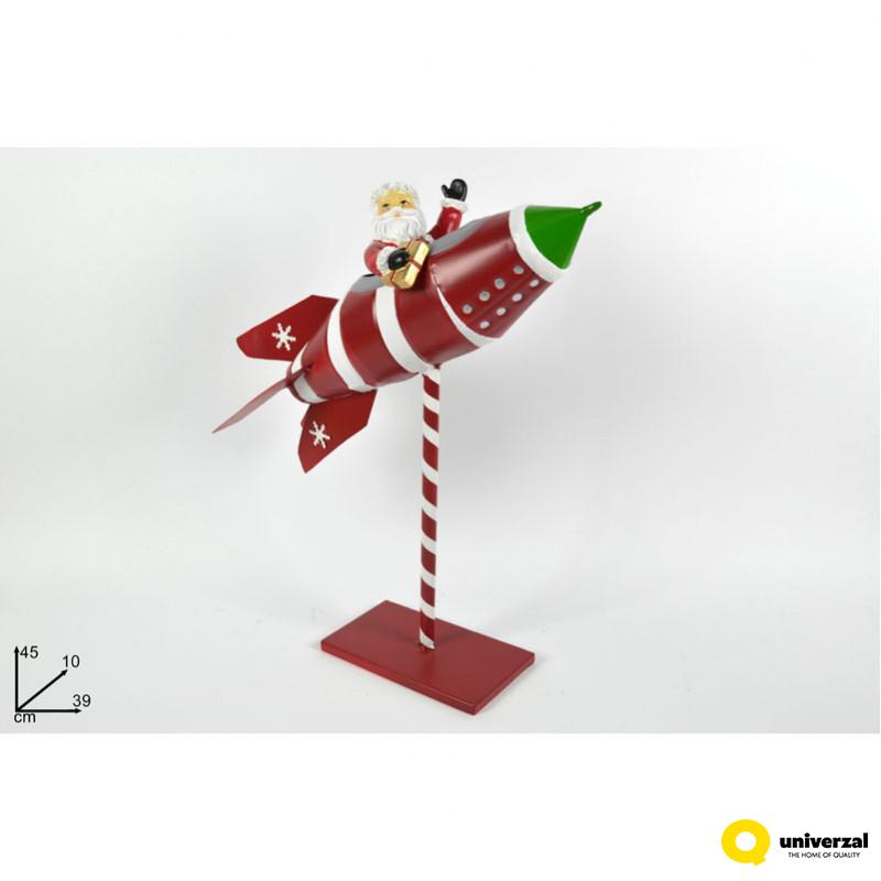 NOVOGODIŠNJA FIGURA RAKETA METALNA NA POSTOLJU CA012002 