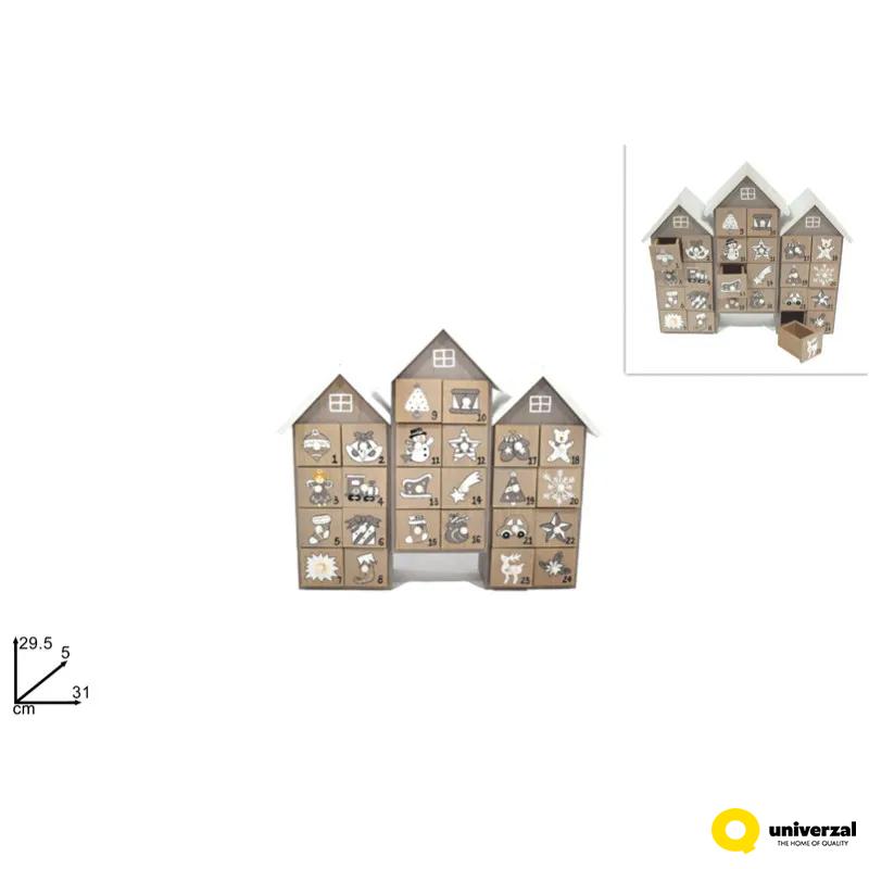 NOVOGODIŠNJA FIGURA ADVENT KALENDAR 29.5CM BEŽ MI008012 