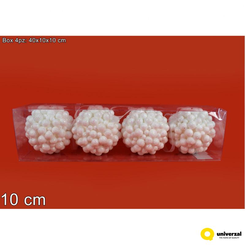 NOVOGODIŠNJI UKRAS KUGLE 4/1 10CM BELE RO011350 