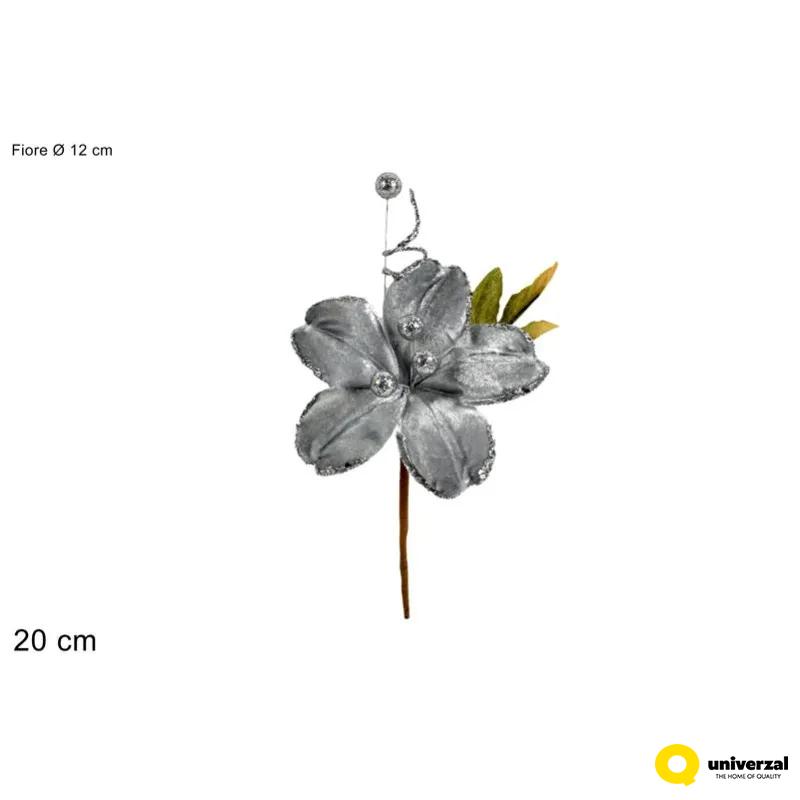 CVET DEKORATIVNI 12CM SREBRNI VELUR BA000087B