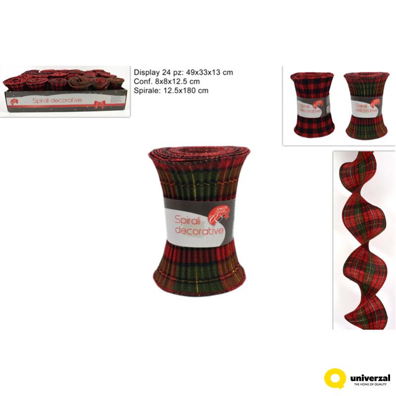 NOVOGODIŠNJI UKRAS TRAKA SPIRALNA ZA JELKU 12.5X180CM KARIRANA LU002145O 