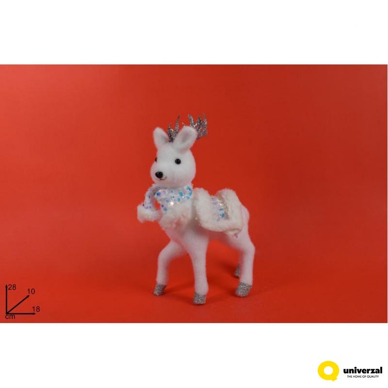 FIGURA UKRASNA JELEN BELI SA KAPOM I ŠALOM BELIM 26CM MI007804E 