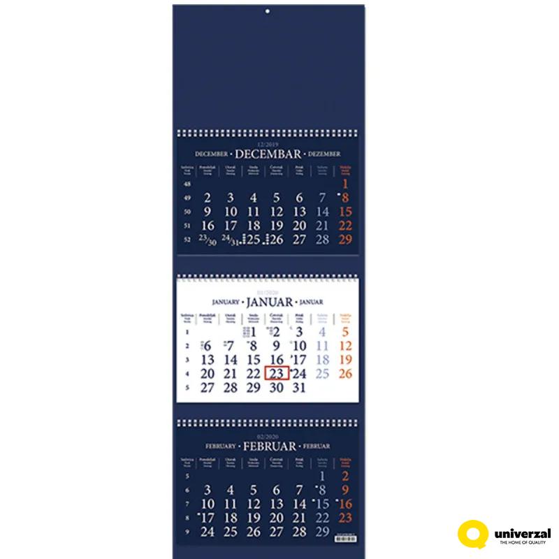 70.073.20 KALENDAR POSLOVNI TRODELNI 3X12 LISTA PLAVI 