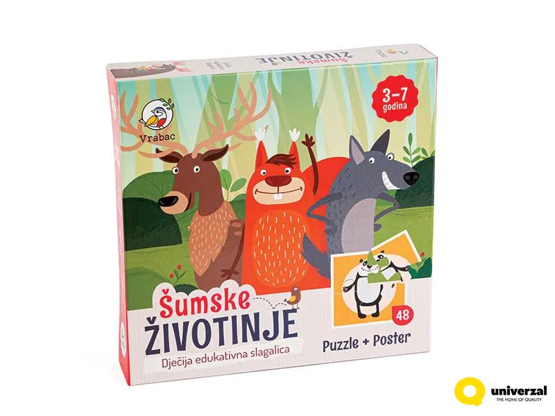 PUZZLE 48 DELOVA ŠUMSKE ŽIVOTINJE 12 SLIKA VRABAC 