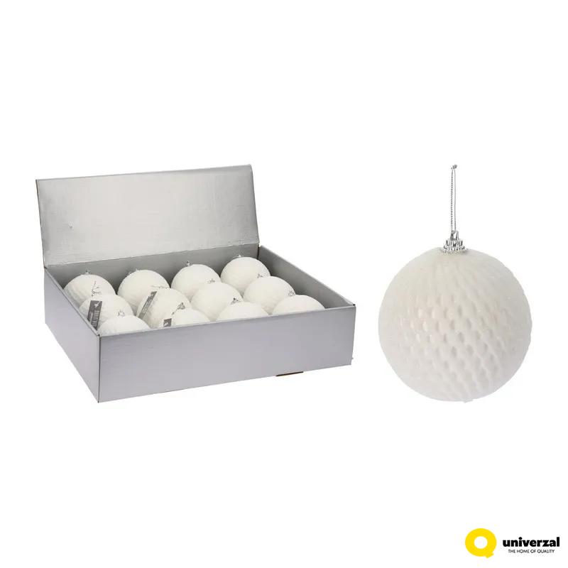 KUGLA NOVOGODIŠNJA 10CM GLITER WHITE CAA126490 