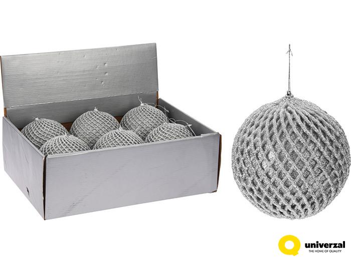 KUGLA NOVOGODIŠNJA 12CM GLITER SILVER CAA126530 