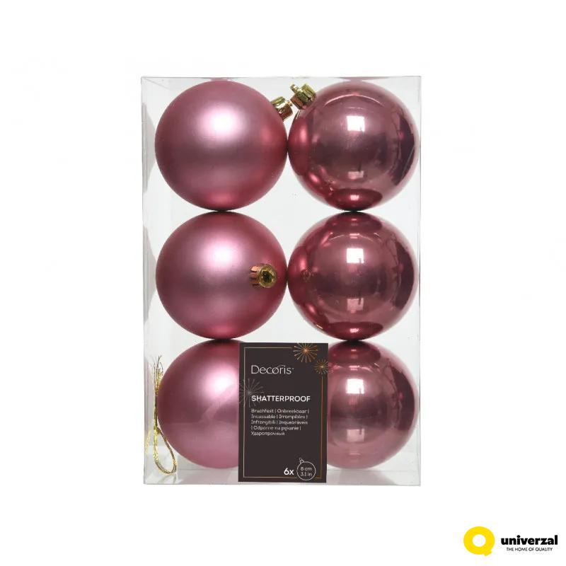 KUGLA NOVOGODIŠNJA 8CM 6/1 PINK VELVET 022023 