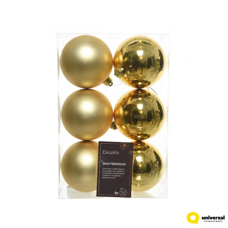 KUGLA NOVOGODIŠNJA 8CM 6/1 ZLATNA 022050 