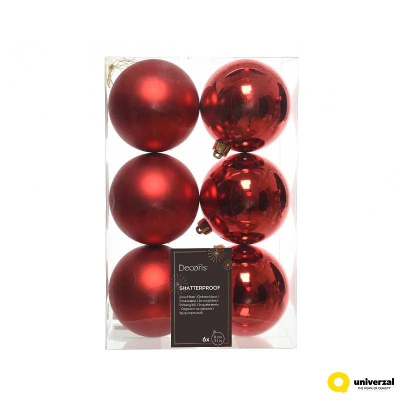 KUGLA NOVOGODIŠNJA 8CM 6/1 CRVENE 022052 