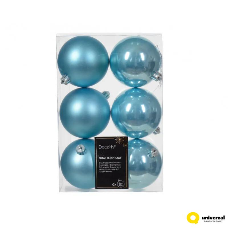 KUGLA NOVOGODIŠNJA 8CM 6/1 PLAVA SVETLO 022141 