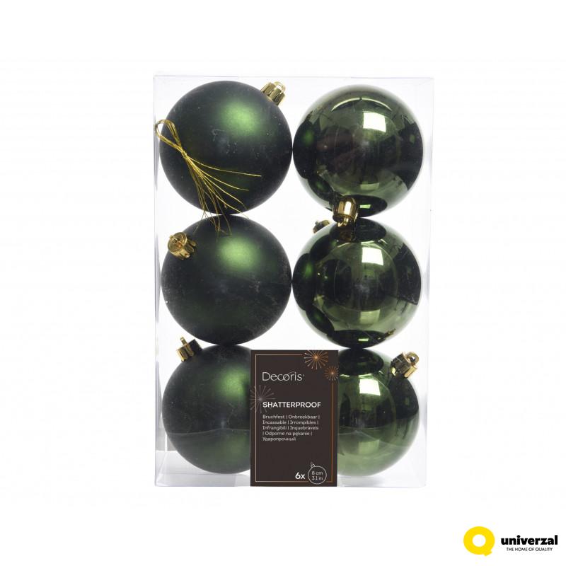 KUGLA NOVOGODIŠNJA 8CM 6/1 ZELENA 022157 