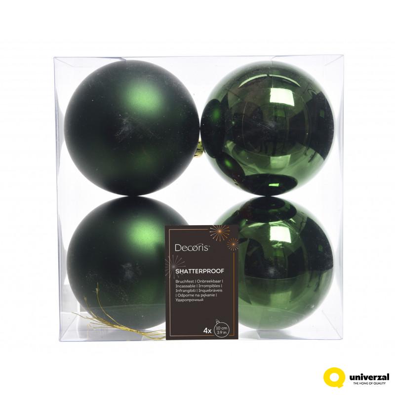 KUGLA NOVOGODIŠNJA 10CM 4/1 ZELENA 022187 