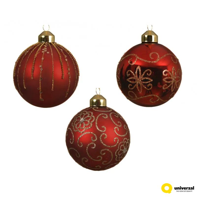 KUGLA NOVOGODIŠNJA 8CM CRVENA 060439 