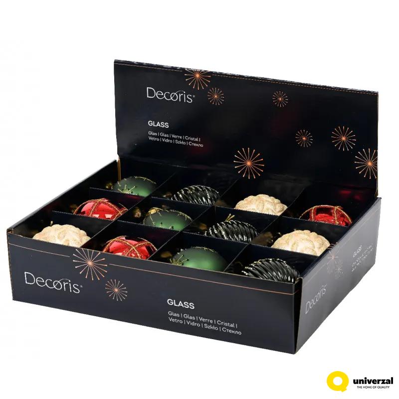 KUGLA NOVOGODIŠNJA 8CM ZELENO CRVENA 062633 