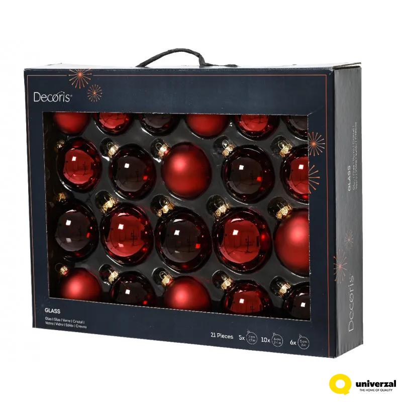 KUGLA NOVOGODIŠNJA STAKLENA 21/1 7CM CRVENA TAMNO 149175 