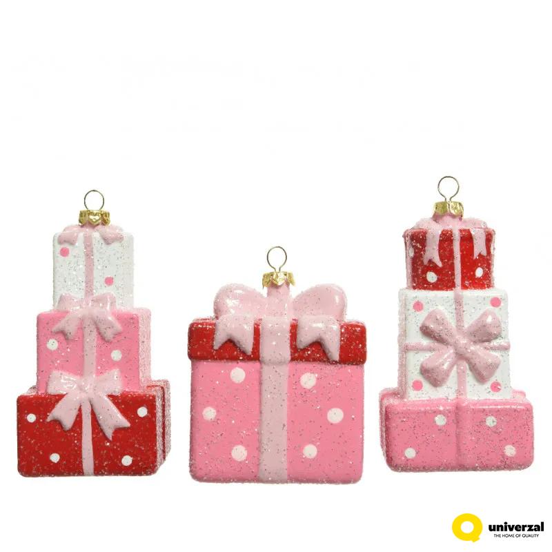 NOVOGODIŠNJI UKRAS POKLON SA MAŠNOM 6X6X10.7CM 740387 