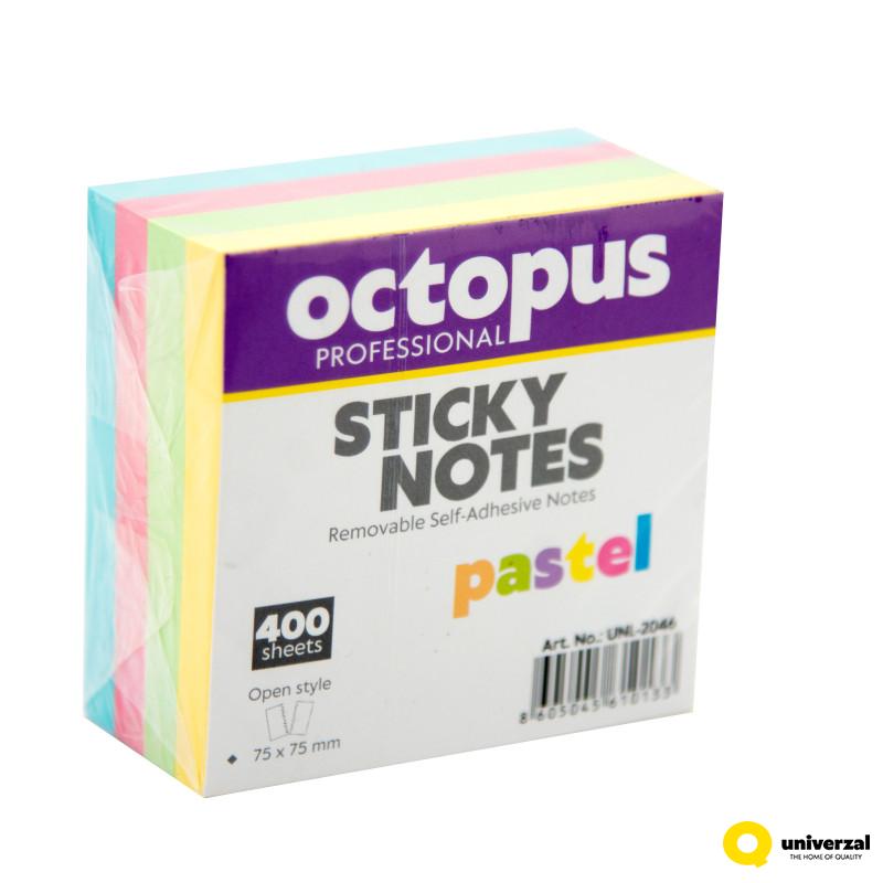 BLOK SAMOLEPLJIVI 75x75 400 LISTA PASTEL OCTOPUS UNL-2046 