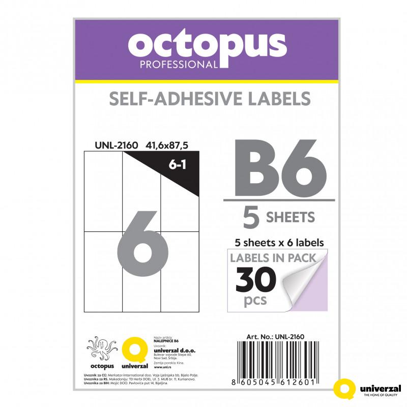 NALEPNICE B6 41.6X87.5mm 6 NALEPNICA NA LISTU OCTOPUS UNL-2160 