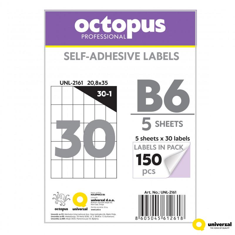 NALEPNICE B6 20.8X35mm 30 NALEPNICA NA LISTU OCTOPUS UNL-2161 