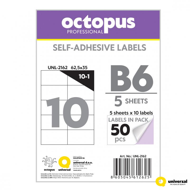 NALEPNICE B6 62.5X35mm 10 NALEPNICA NA LISTU OCTOPUS UNL-2162 