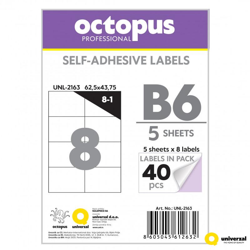 NALEPNICE B6 62.5X43.75mm 8 NALEPNICA NA LISTU OCTOPUS UNL-2163 