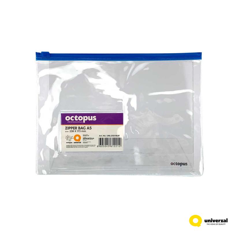 FASCIKLA A5 SA ZIPOM PLAVA OCTOPUS UNL-2125 