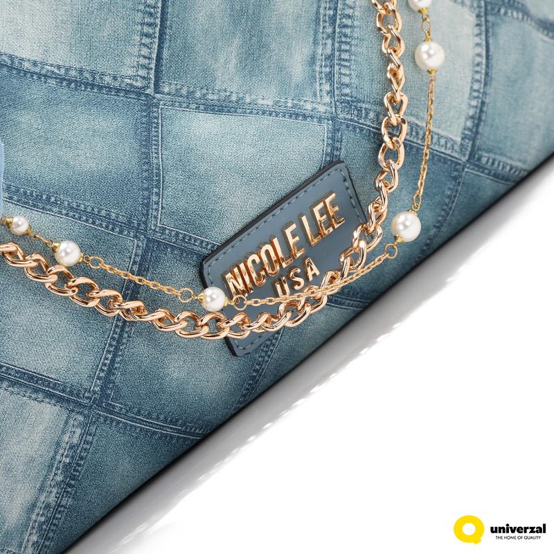 TORBA NICOLE LEE P17092 BLUE CHAIN FW2024 