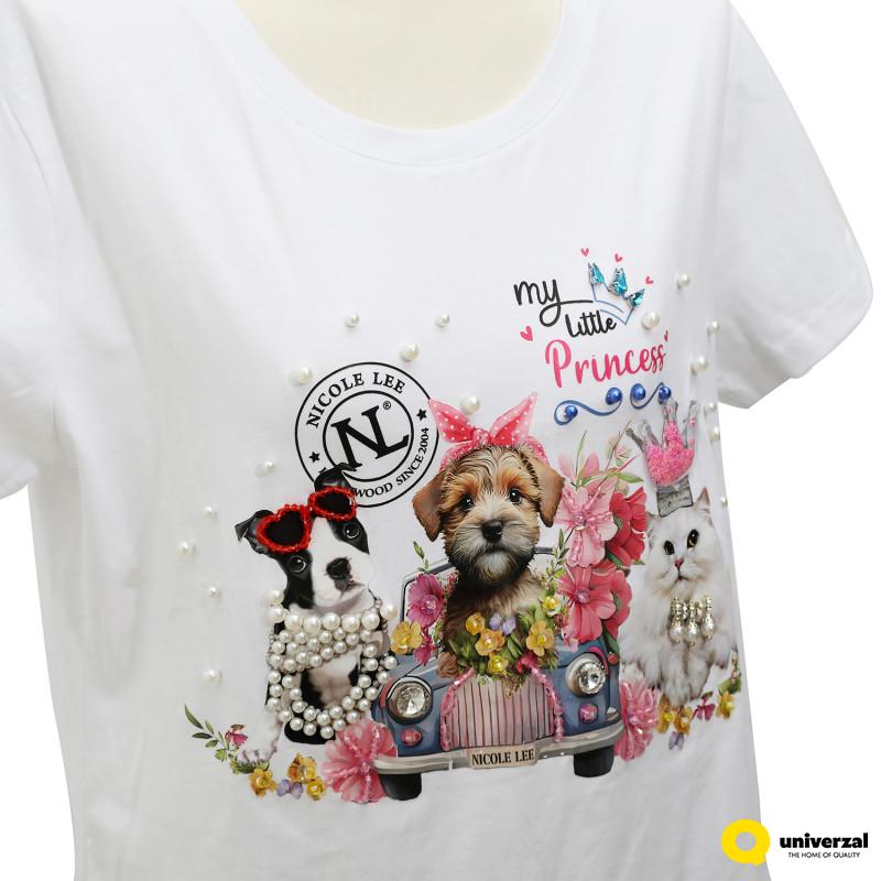 MAJICA NICOLE LEE TOP7701 FAMILY YEARBOOK L WHITE  FW2024 