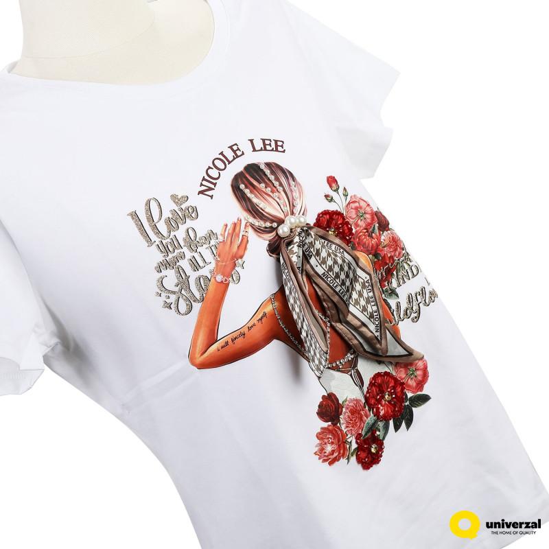 MAJICA NICOLE LEE TOP7701 BLIND DATE L WHITE  FW2024 