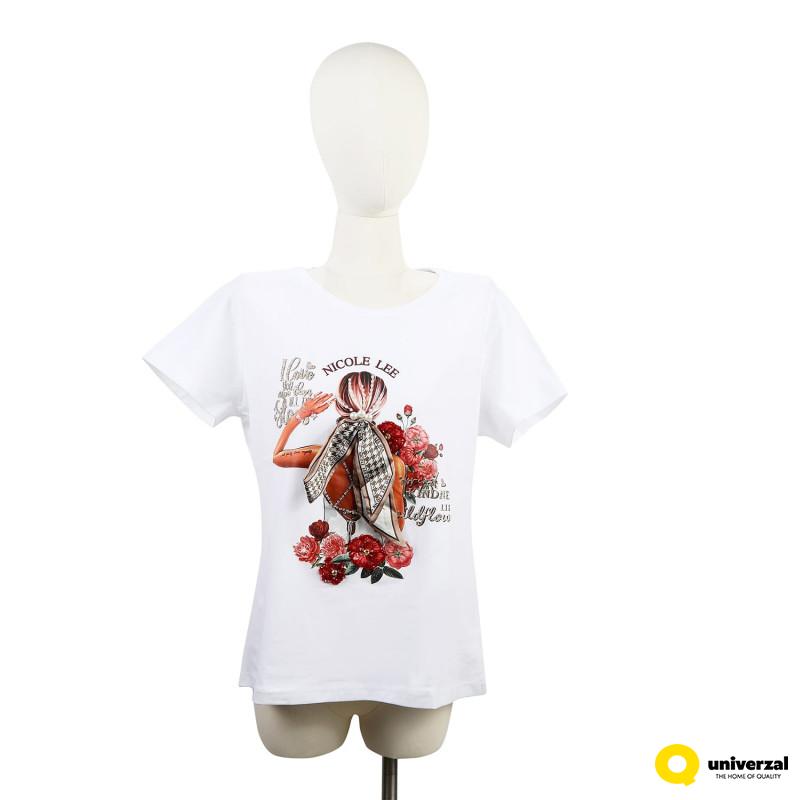 MAJICA NICOLE LEE TOP7701 BLIND DATE 2XL WHITE FW2024 