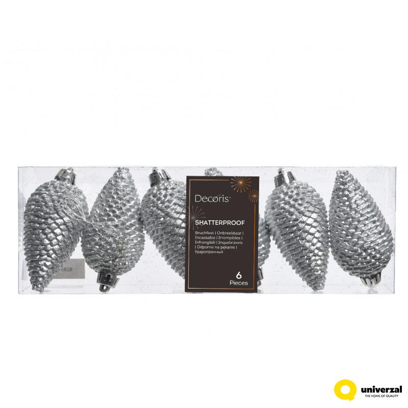 NOVOGODIŠNJI UKRAS ŠIŠARKA 6/1 8CM SILVER 028571 