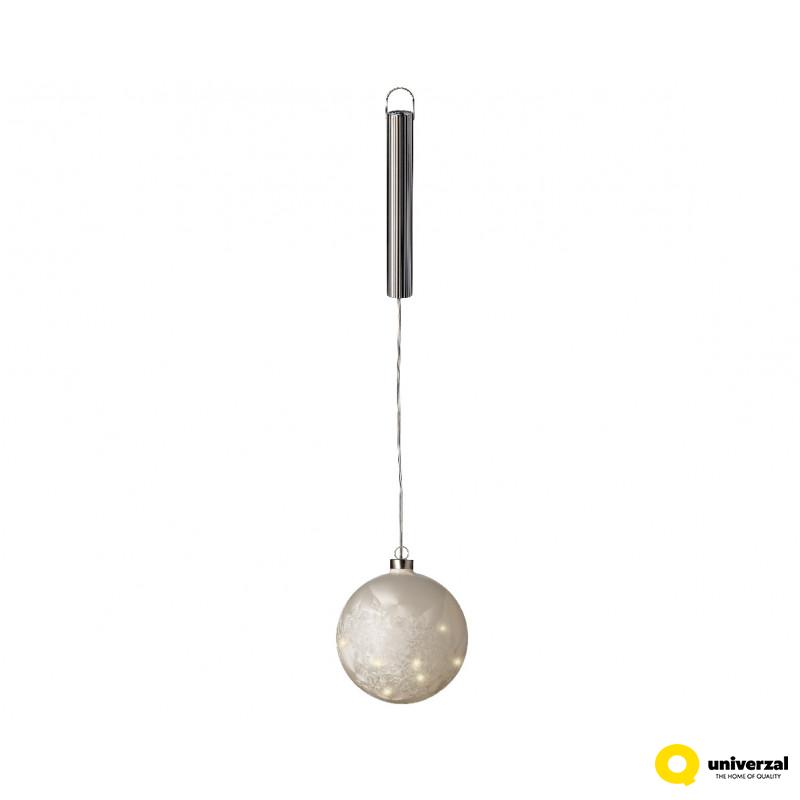 KUGLA NOVOGODIŠNJA 14CM SA LAMPICAMA FROST/WARM WHITE 487009 