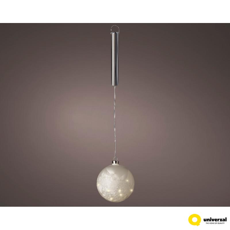 KUGLA NOVOGODIŠNJA 14CM SA LAMPICAMA FROST/WARM WHITE 487009 