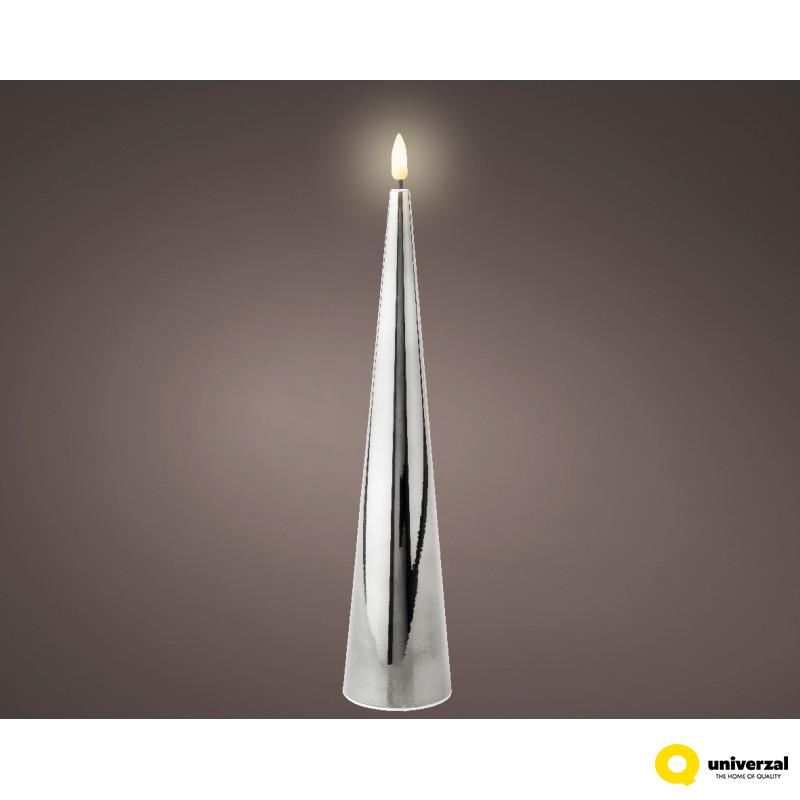 SVEĆA DEKORATIVNA SREBRNA SA LED SVETLOM 5.4X27.5CM 487385 