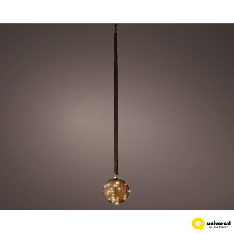 KUGLA NOVOGODIŠNJA BRAON SA LED SVETLOM 14CM 487589 