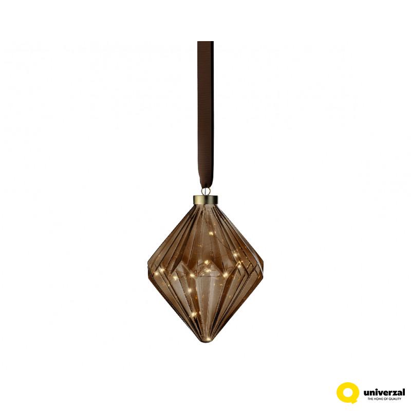 NOVOGODIŠNJI UKRAS DIJAMANT BRAON SA LED SVETLOM 16X20CM 487595 