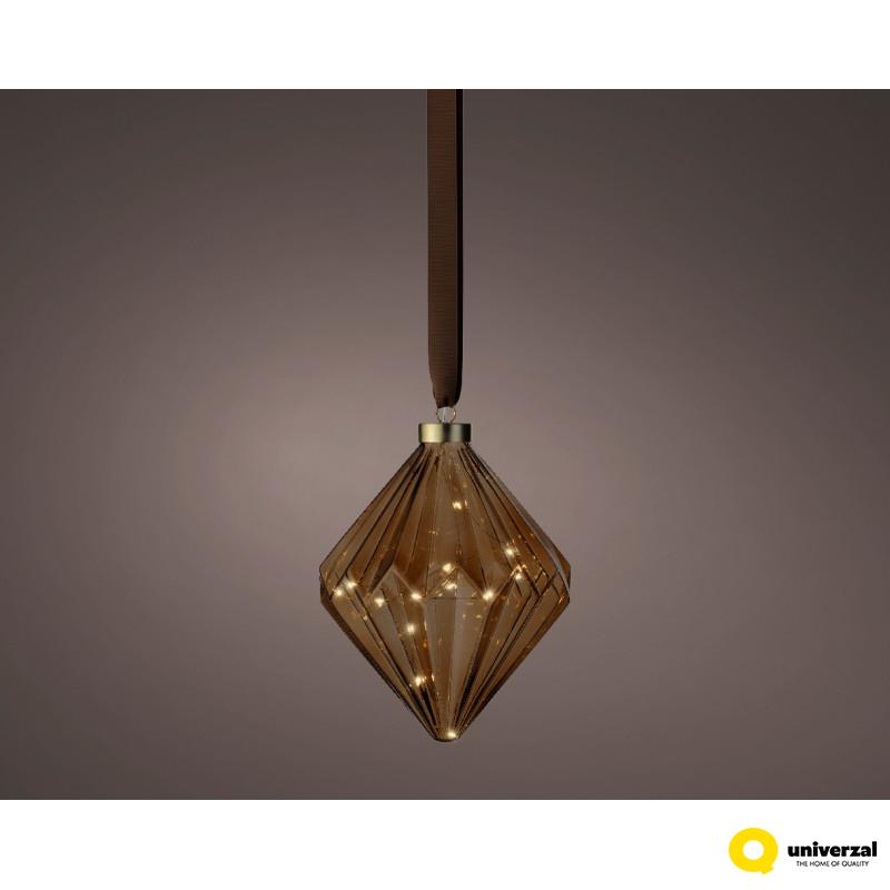 NOVOGODIŠNJI UKRAS DIJAMANT BRAON SA LED SVETLOM 16X20CM 487595 