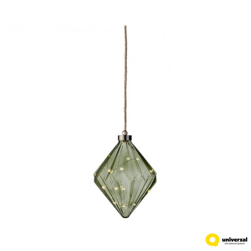 NOVOGODIŠNJI UKRAS DIJAMANT ZELENI SA LED SVETLOM 16X20CM 487603 