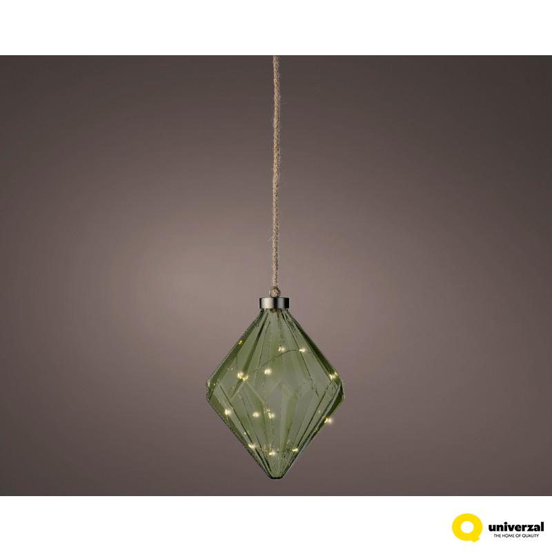 NOVOGODIŠNJI UKRAS DIJAMANT ZELENI SA LED SVETLOM 16X20CM 487603 