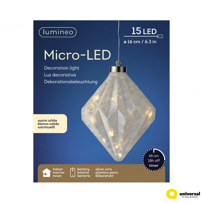 NOVOGODIŠNJI UKRAS DIJAMANT FROST SA LED SVETLOM 16X20CM 487607 