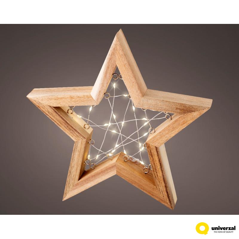 DEKORATIVNI UKRAS ZVEZDA SA LED SVETLOM DRVENI RAM 3.5X22.5X24CM 489595 