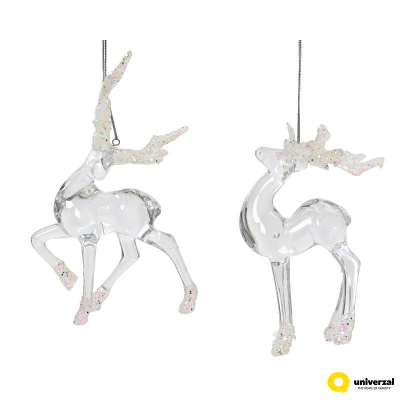 FIGURA DEKORATIVNA JELEN 15CM CLEAR GLITER 705210 