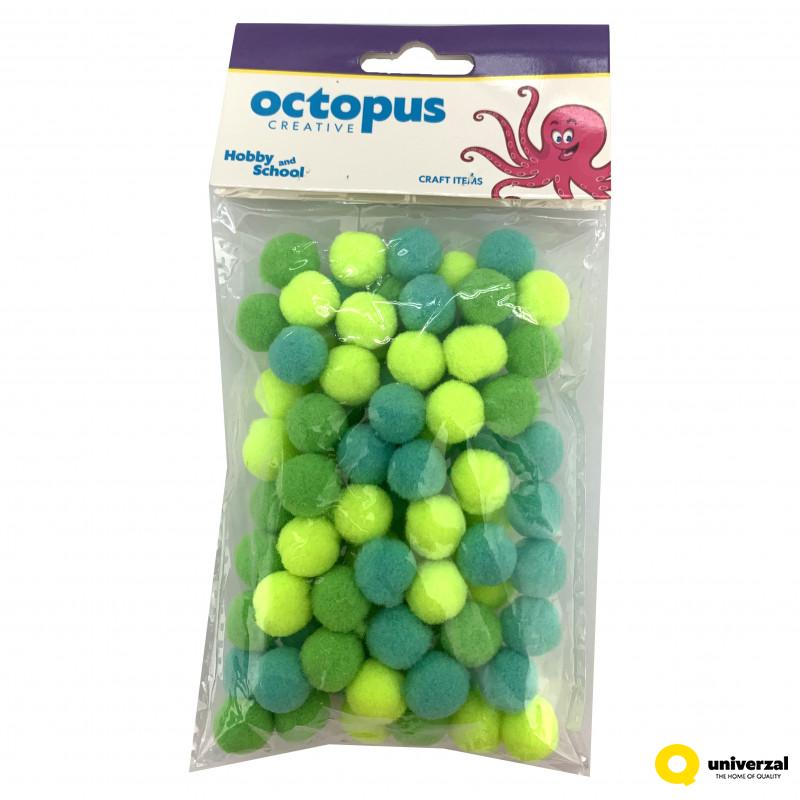 DEKORATIVNE POM POM LOPTICE 15mm 80kom ZELENE UNL-2416 OCTOPUS 