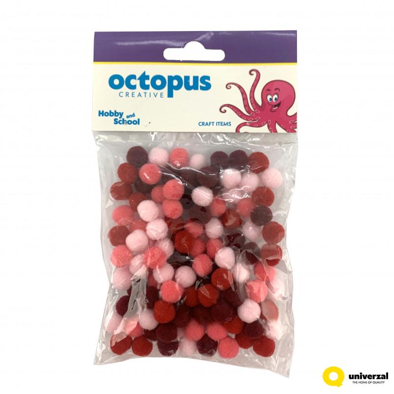 DEKORATIVNE POM POM LOPTICE 10mm 120kom CRVENE UNL-2417 OCTOPUS 