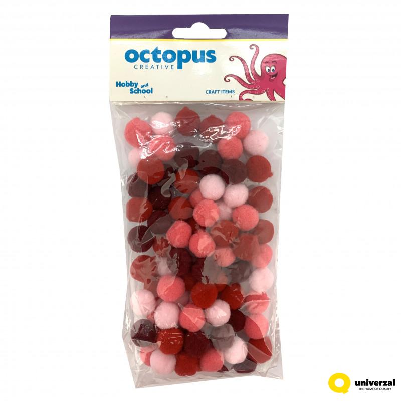 DEKORATIVNE POM POM LOPTICE 15mm 80kom CRVENE UNL-2418 OCTOPUS 
