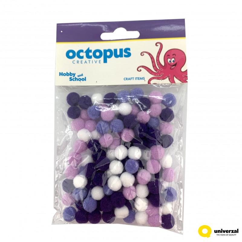 DEKORATIVNE POM POM LOPTICE 10mm 120kom LJUBIČASTE UNL-2419 OCTOPUS 