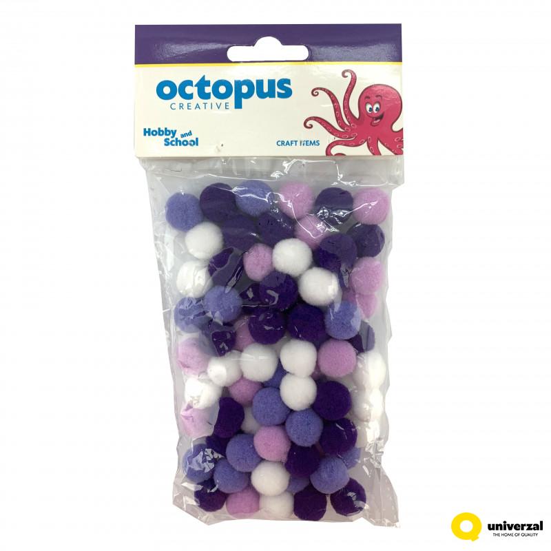 DEKORATIVNE POM POM LOPTICE 15mm 80kom LJUBIČASTE UNL-2420 OCTOPUS 