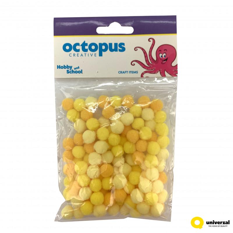 DEKORATIVNE POM POM LOPTICE 10mm 120kom ŽUTE UNL-2421 OCTOPUS 